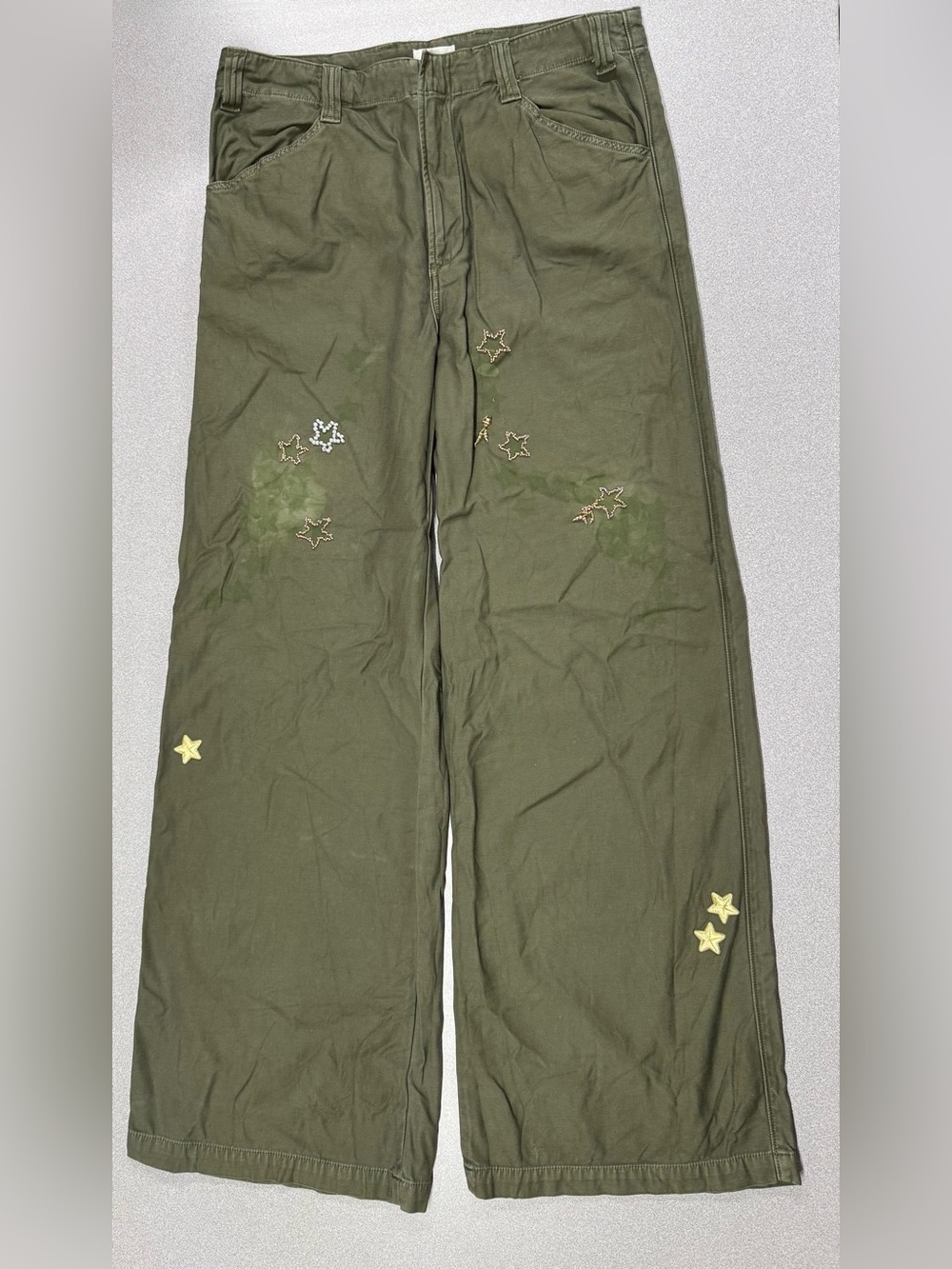Citizens of Humanity Star Print Embellished Cargo Pants with Beaded Embroidery